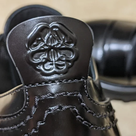 Alexander McQueen 37.5 Lucent black leather cutout lug sole shoes Edgy NWT Box - Picture 7 of 16